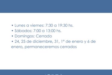 Nuevos horarios del 26/12/2023 al 28/1/2024